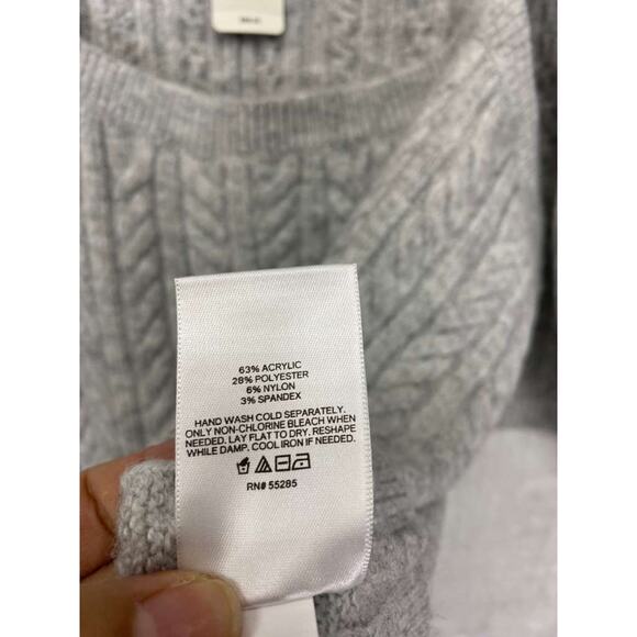 Express Gray Cable Knit Sweater Shrug 2 pc set with matching Cropped Tank Sz L - Picture 6 of 12